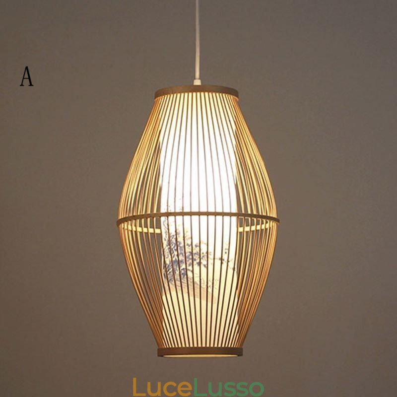 Lampada a sospensione classica in bambù fatta a mano