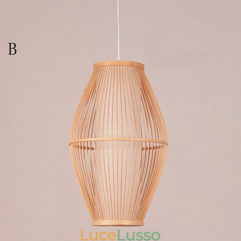 Lampada a sospensione classica in bambù fatta a mano