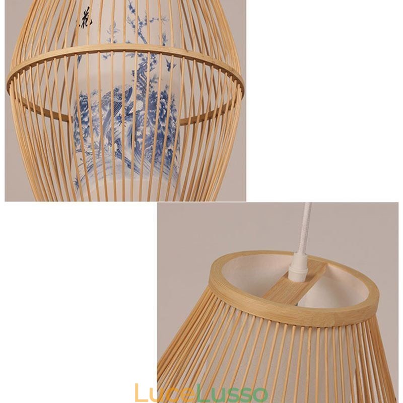 Lampada a sospensione classica in bambù fatta a mano