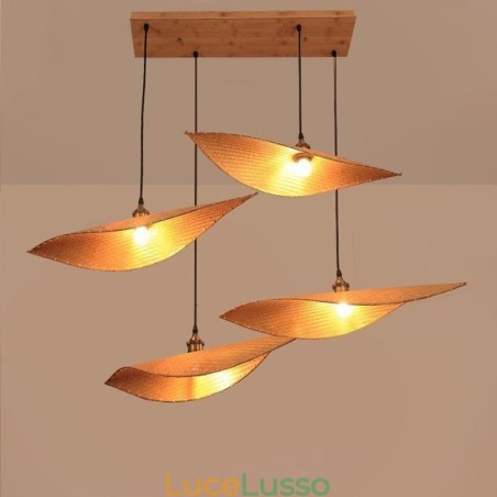 Lampada a sospensione a foglia creativa Lampada a sospensione in bambù contemporanea Illuminazione per sala da tè Lampada a sospensione a foglia creativa Lampada a sospensione in bambù contemporanea Illuminazione per sala da tè
