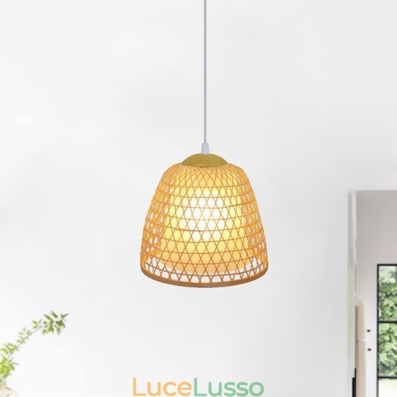 Lampada a sospensione in bambù Visual Comfort Dome