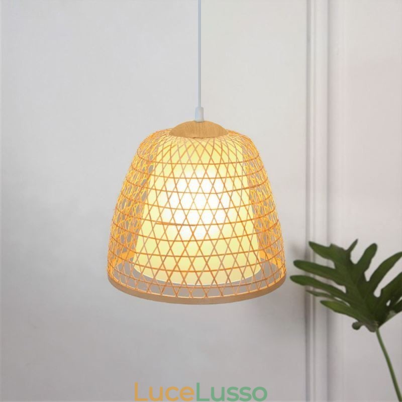 Lampada a sospensione in bambù Visual Comfort Dome