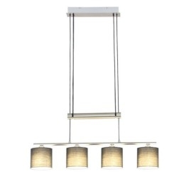 Moderna lampada a sospensione a 4 luci con paralume in tessuto regolabile in altezza