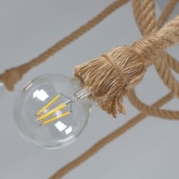 Lampadario a sospensione in corda di canapa, stile retrò, 6 o 10 teste, lampadario vintage