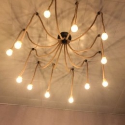 Lampadario a sospensione in corda di canapa, stile retrò, 6 o 10 teste, lampadario vintage