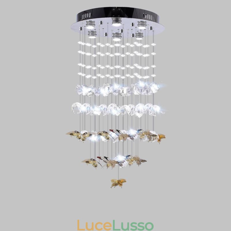Lampada a sospensione nordica Lampada a sospensione creativa in vetro a farfalla