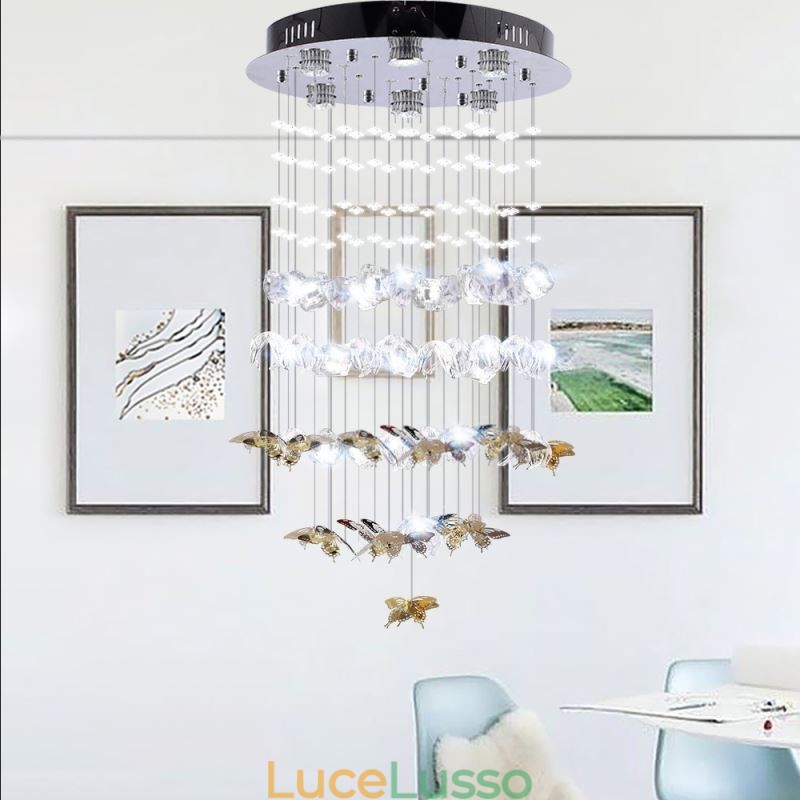 Lampada a sospensione nordica Lampada a sospensione creativa in vetro a farfalla