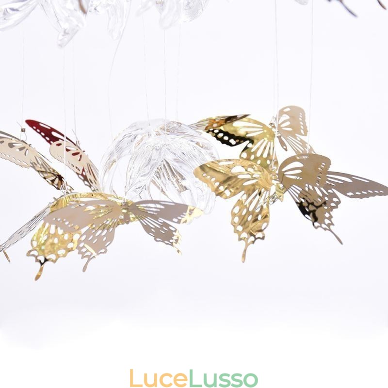 Lampada a sospensione nordica Lampada a sospensione creativa in vetro a farfalla