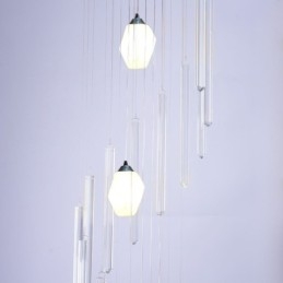 Lampadario a sospensione a grappolo moderno, grande, in cristallo, per scale duplex