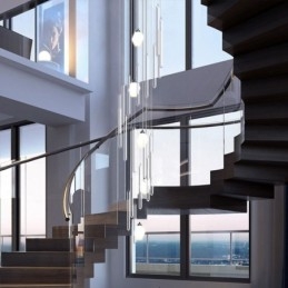 Lampadario a sospensione a grappolo moderno, grande, in cristallo, per scale duplex