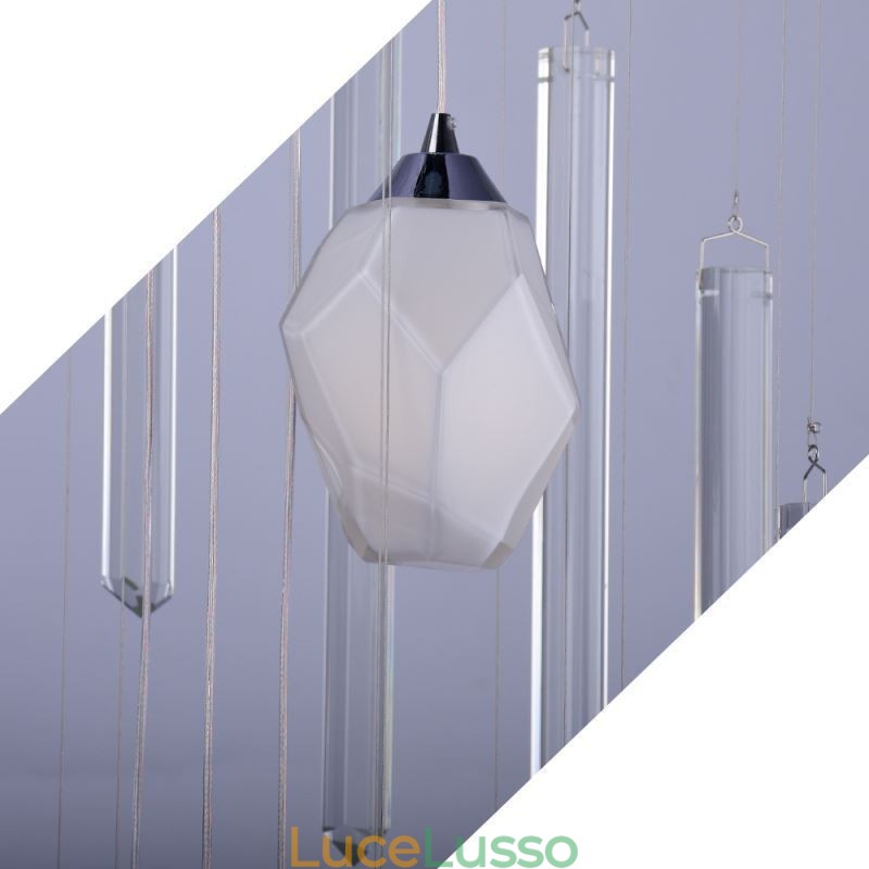 Lampadario a sospensione a grappolo moderno, grande, in cristallo, per scale duplex