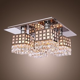 Lampadario moderno in cristallo inox Living 4 luci