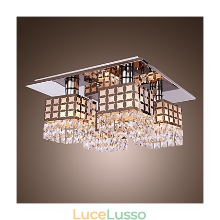 Lampadario moderno in cristallo inox Living 4 luci Lampadario moderno in cristallo inox Living 4 luci