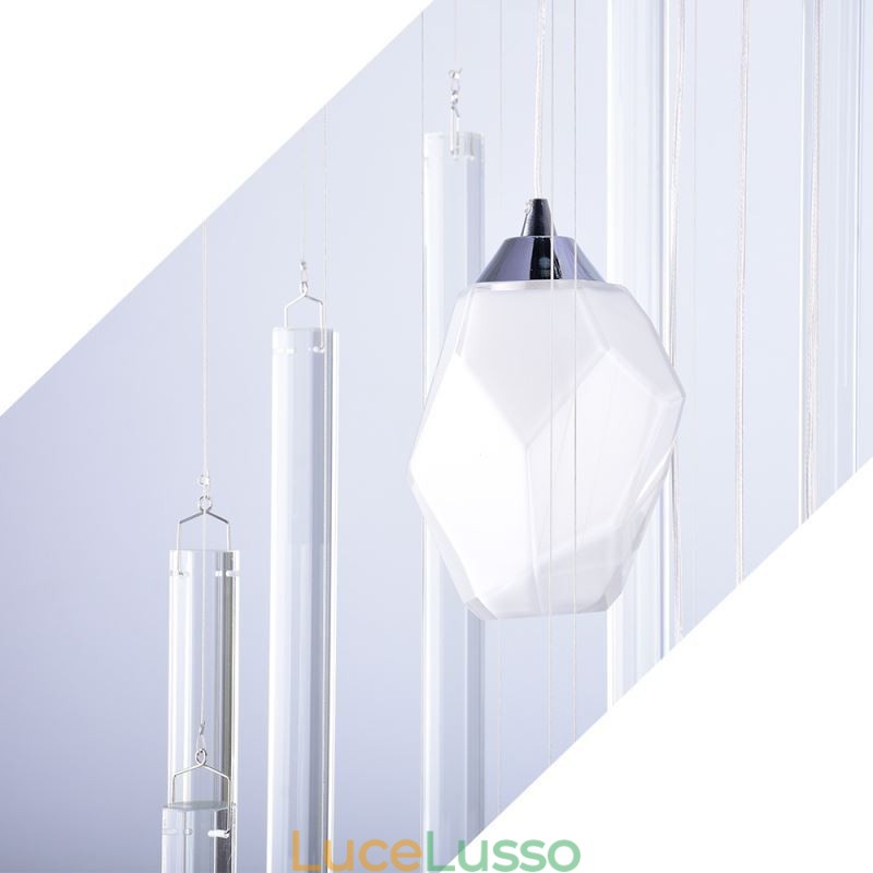 Lampadario a sospensione a grappolo moderno, grande, in cristallo, per scale duplex