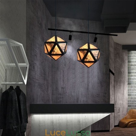 Lampada a sospensione geometrica a forma di diamante, design traslucido 3D Lampada a sospensione geometrica a forma di diamante, design traslucido 3D