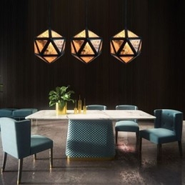 Lampada a sospensione geometrica a forma di diamante, design traslucido 3D