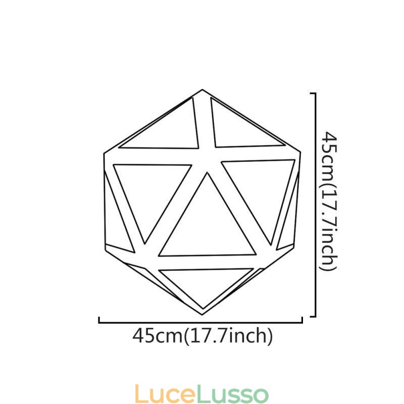 Lampada a sospensione geometrica a forma di diamante, design traslucido 3D
