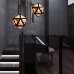 Lampada a sospensione geometrica a forma di diamante, design traslucido 3D