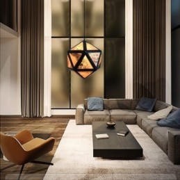 Lampada a sospensione geometrica a forma di diamante, design traslucido 3D