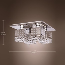 Lampadario moderno in cristallo inox Living 4 luci