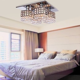 Lampadario moderno in cristallo inox Living 4 luci