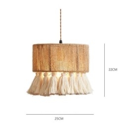 Lampada a sospensione in corda di canapa, decorazione retrò, lampada da soffitto, paralume con nappa