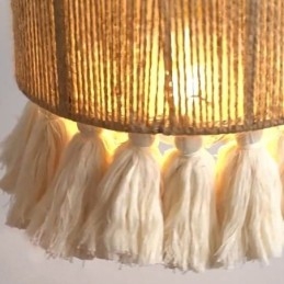 Lampada a sospensione in corda di canapa, decorazione retrò, lampada da soffitto, paralume con nappa