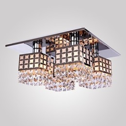 Lampadario moderno in cristallo inox Living 4 luci
