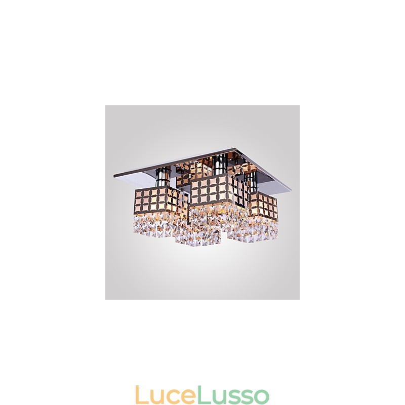 Lampadario moderno in cristallo inox Living 4 luci