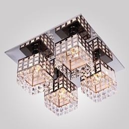 Lampadario moderno in cristallo inox Living 4 luci