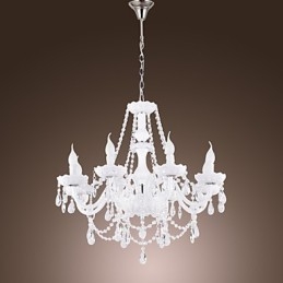 Lampadario Cristallo Bianco Moderno Soggiorno 8 Luci