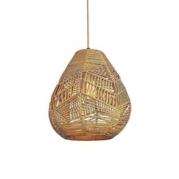 Lampada da soffitto retrò nordica con paralume in corda di carta naturale intrecciata a mano