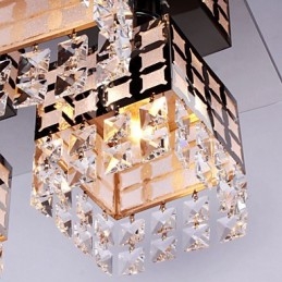 Lampadario moderno in cristallo inox Living 4 luci
