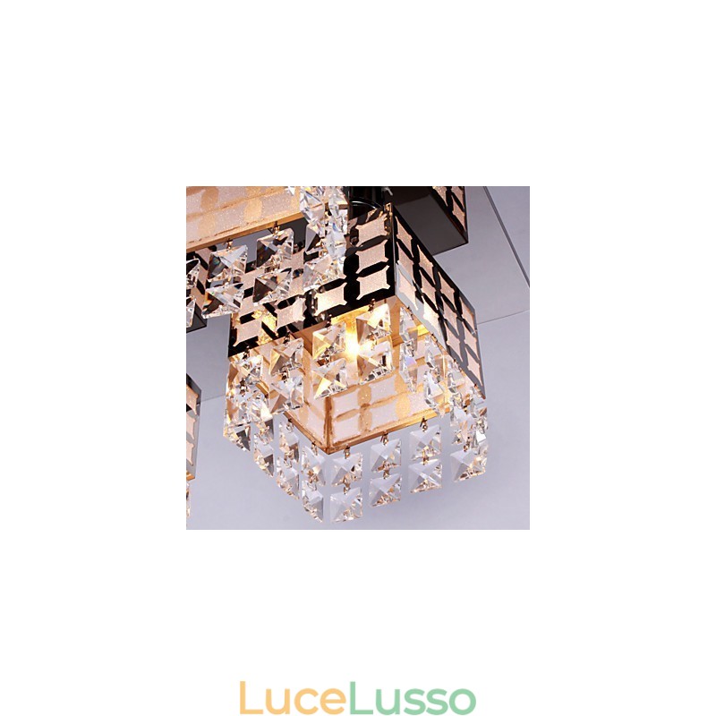 Lampadario moderno in cristallo inox Living 4 luci