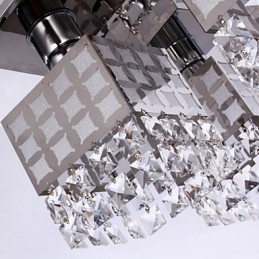 Lampadario moderno in cristallo inox Living 4 luci