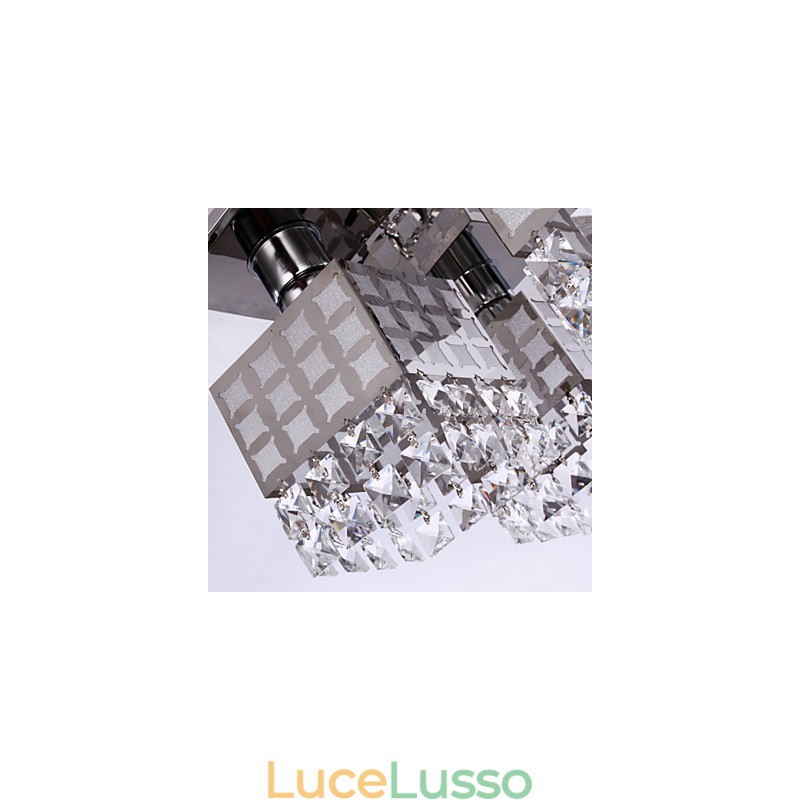 Lampadario moderno in cristallo inox Living 4 luci