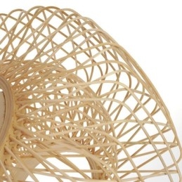 Lampada da soffitto retrò a doppio strato con paralume in bambù intrecciato a mano