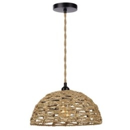 Lampada a sospensione retrò country in corda di carta intrecciata a mano, paralume da 30 cm