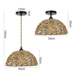 Lampada a sospensione retrò country in corda di carta intrecciata a mano, paralume da 30 cm