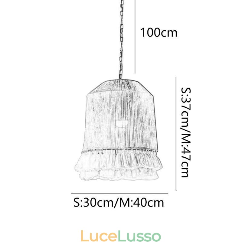 Lampada a sospensione rustica in stile bohémien, lampada da soffitto con nappe in corda di canapa