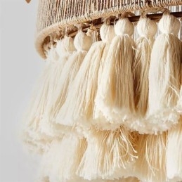 Lampada a sospensione rustica in stile bohémien, lampada da soffitto con nappe in corda di canapa