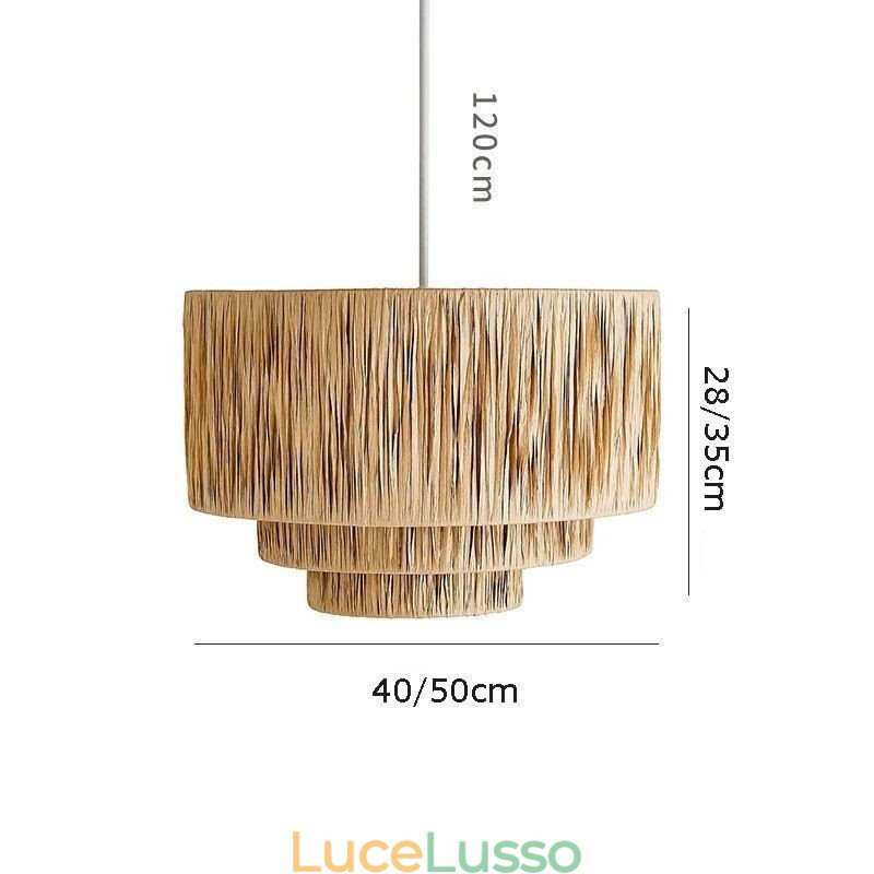 Lampada a sospensione retrò country con paralume in corda di carta multistrato e lampada da soffitto