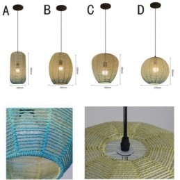 Lampada a sospensione in corda di carta, stile country retrò, lampada da soffitto blu sfumato