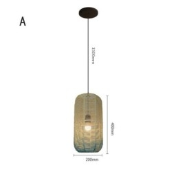 Lampada a sospensione in corda di carta, stile country retrò, lampada da soffitto blu sfumato