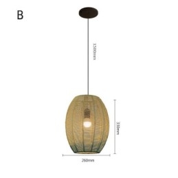 Lampada a sospensione in corda di carta, stile country retrò, lampada da soffitto blu sfumato