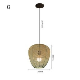 Lampada a sospensione in corda di carta, stile country retrò, lampada da soffitto blu sfumato