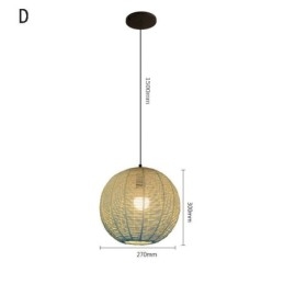 Lampada a sospensione in corda di carta, stile country retrò, lampada da soffitto blu sfumato