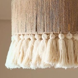 Lampada a sospensione retrò in stile bohémien con nappa in corda di canapa