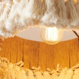 Lampada a sospensione retrò in stile bohémien con nappa in corda di canapa