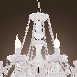 Lampadario Cristallo Bianco Moderno Soggiorno 8 Luci